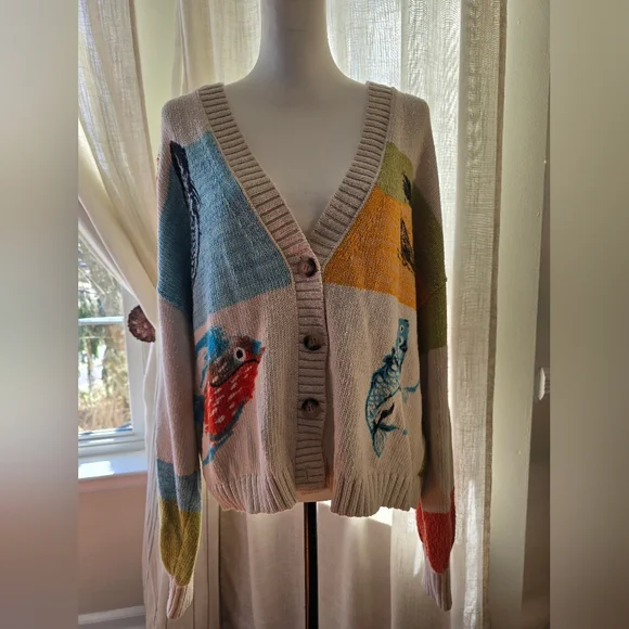 NWOT Pilcro by Anthropologie Icon Graphic Cardigan Sweater - Picture 5 of 15